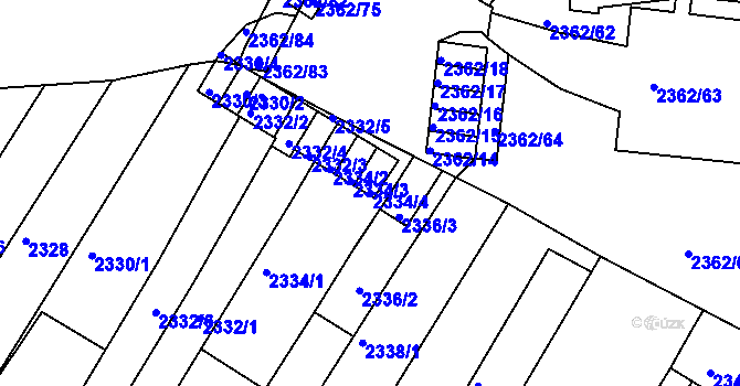 Parcela st. 2334/4 v KÚ Žabovřesky, Katastrální mapa