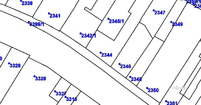 Parcela st. 2344 v KÚ Žabovřesky, Katastrální mapa