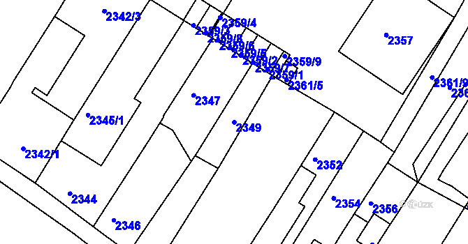 Parcela st. 2349 v KÚ Žabovřesky, Katastrální mapa