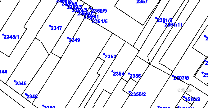 Parcela st. 2352 v KÚ Žabovřesky, Katastrální mapa