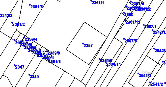 Parcela st. 2357 v KÚ Žabovřesky, Katastrální mapa