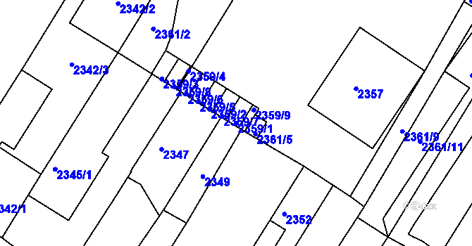 Parcela st. 2359/1 v KÚ Žabovřesky, Katastrální mapa