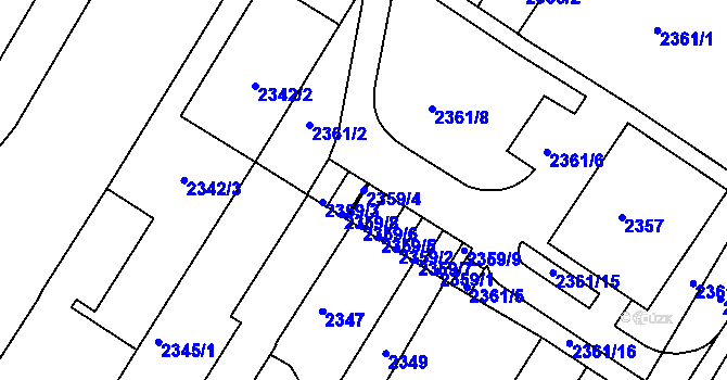 Parcela st. 2359/4 v KÚ Žabovřesky, Katastrální mapa