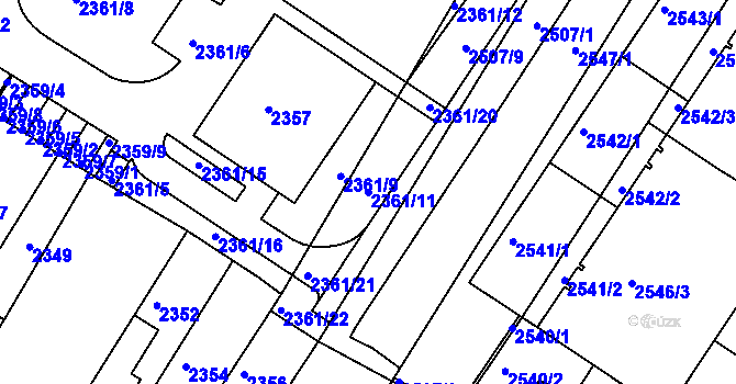 Parcela st. 2361/11 v KÚ Žabovřesky, Katastrální mapa