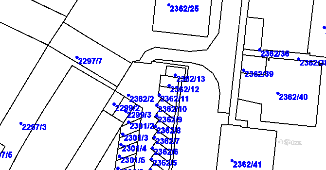 Parcela st. 2362/12 v KÚ Žabovřesky, Katastrální mapa
