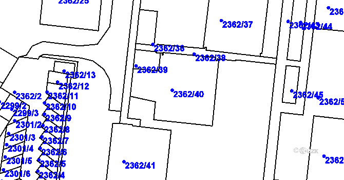 Parcela st. 2362/40 v KÚ Žabovřesky, Katastrální mapa