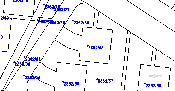 Parcela st. 2362/58 v KÚ Žabovřesky, Katastrální mapa