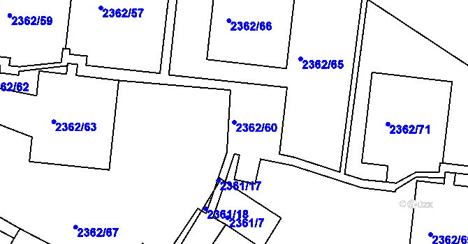 Parcela st. 2362/60 v KÚ Žabovřesky, Katastrální mapa