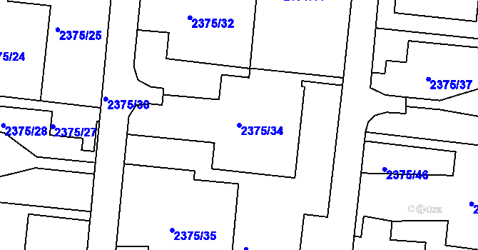 Parcela st. 2375/34 v KÚ Žabovřesky, Katastrální mapa