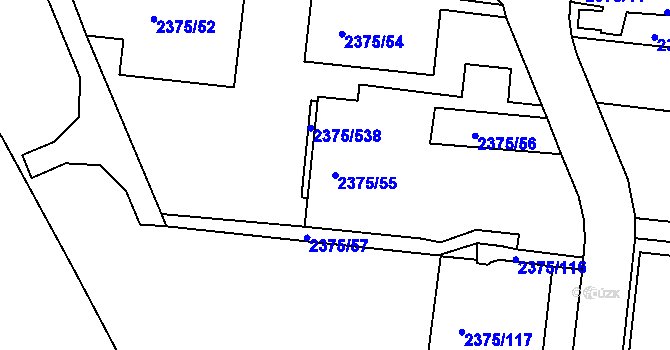 Parcela st. 2375/55 v KÚ Žabovřesky, Katastrální mapa