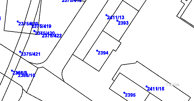 Parcela st. 2394 v KÚ Žabovřesky, Katastrální mapa