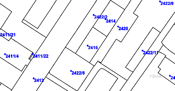 Parcela st. 2415 v KÚ Žabovřesky, Katastrální mapa