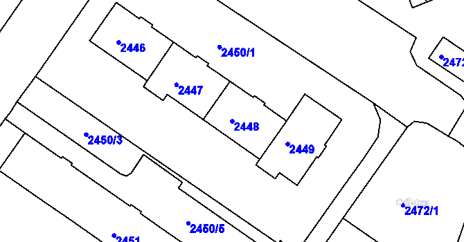 Parcela st. 2448 v KÚ Žabovřesky, Katastrální mapa