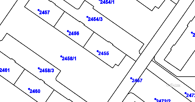 Parcela st. 2455 v KÚ Žabovřesky, Katastrální mapa