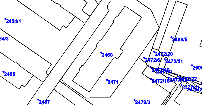 Parcela st. 2468 v KÚ Žabovřesky, Katastrální mapa