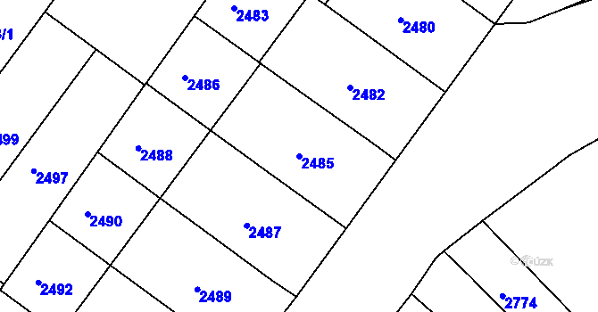 Parcela st. 2485 v KÚ Žabovřesky, Katastrální mapa