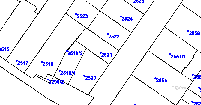Parcela st. 2521 v KÚ Žabovřesky, Katastrální mapa