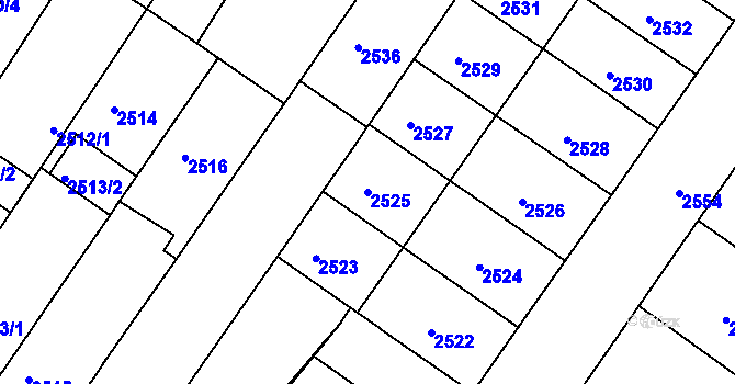 Parcela st. 2525 v KÚ Žabovřesky, Katastrální mapa