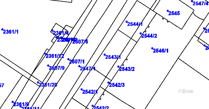 Parcela st. 2543/1 v KÚ Žabovřesky, Katastrální mapa