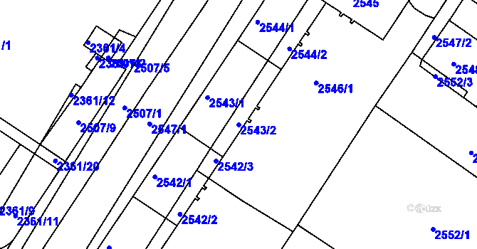 Parcela st. 2543/2 v KÚ Žabovřesky, Katastrální mapa
