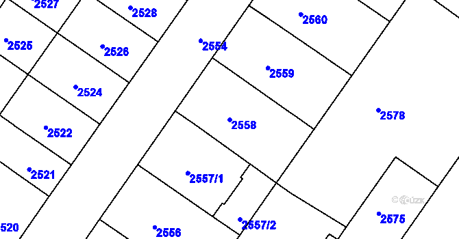 Parcela st. 2558 v KÚ Žabovřesky, Katastrální mapa