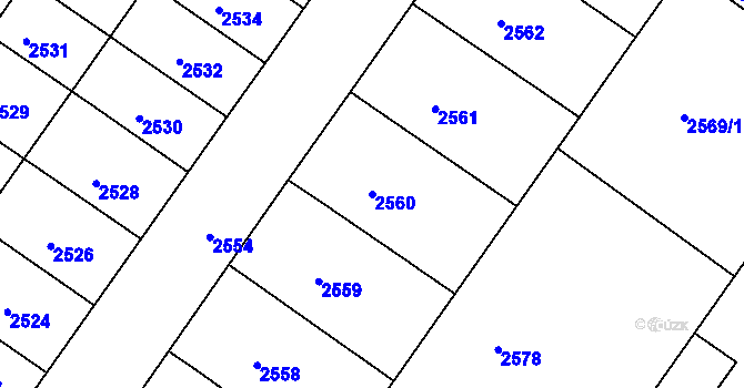 Parcela st. 2560 v KÚ Žabovřesky, Katastrální mapa