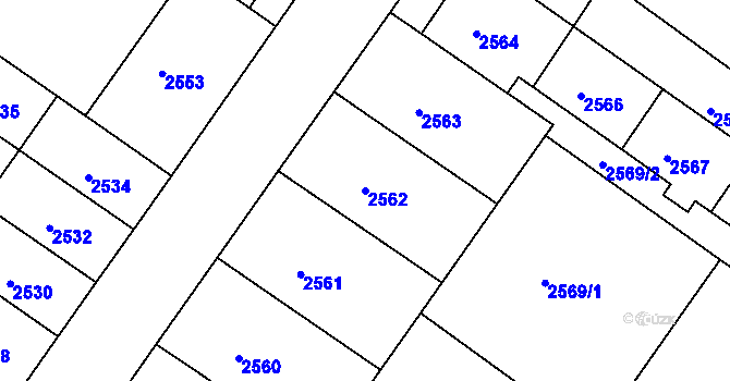 Parcela st. 2562 v KÚ Žabovřesky, Katastrální mapa