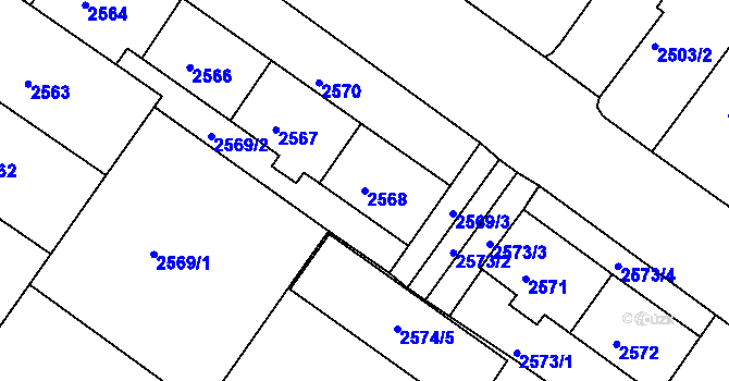 Parcela st. 2568 v KÚ Žabovřesky, Katastrální mapa