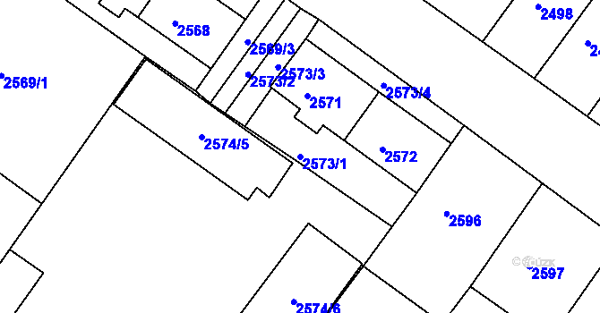 Parcela st. 2573/1 v KÚ Žabovřesky, Katastrální mapa