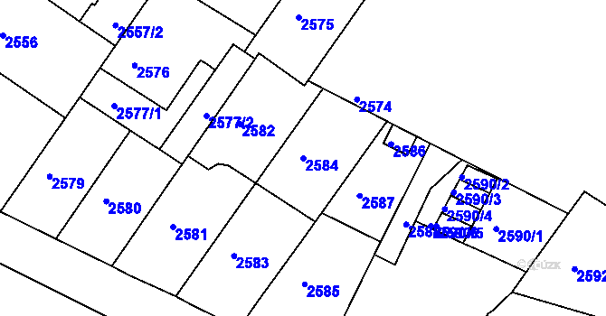 Parcela st. 2584 v KÚ Žabovřesky, Katastrální mapa