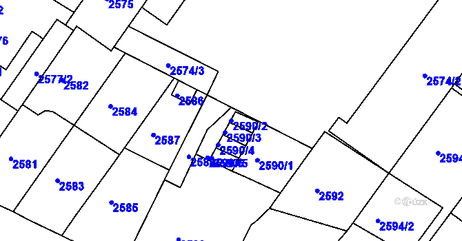 Parcela st. 2590/2 v KÚ Žabovřesky, Katastrální mapa