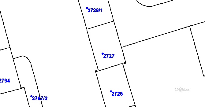 Parcela st. 2727 v KÚ Žabovřesky, Katastrální mapa