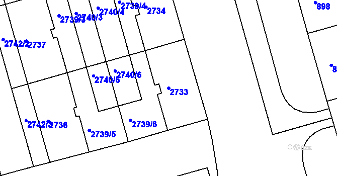 Parcela st. 2733 v KÚ Žabovřesky, Katastrální mapa