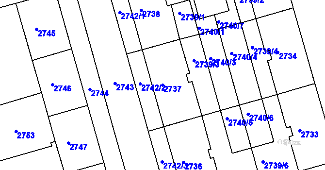 Parcela st. 2737 v KÚ Žabovřesky, Katastrální mapa
