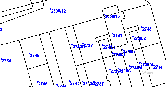 Parcela st. 2738 v KÚ Žabovřesky, Katastrální mapa