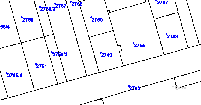 Parcela st. 2749 v KÚ Žabovřesky, Katastrální mapa