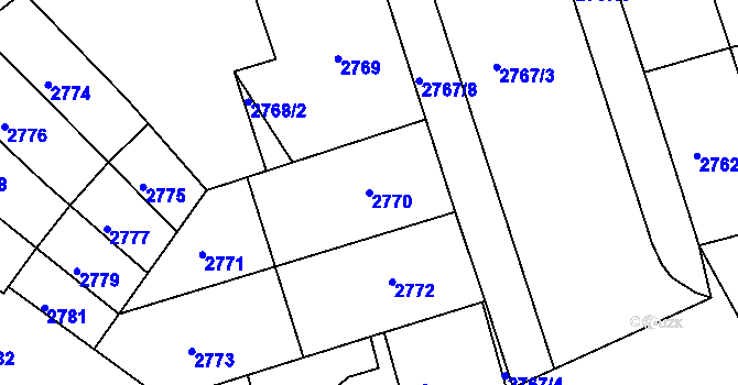 Parcela st. 2770 v KÚ Žabovřesky, Katastrální mapa