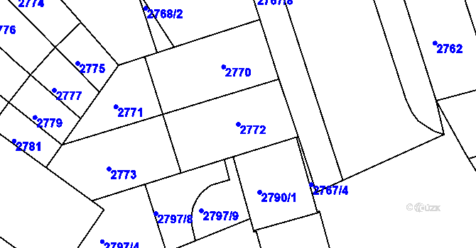 Parcela st. 2772 v KÚ Žabovřesky, Katastrální mapa