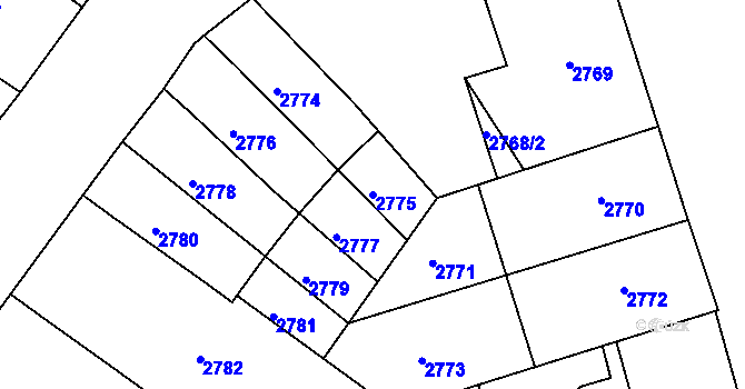 Parcela st. 2775 v KÚ Žabovřesky, Katastrální mapa