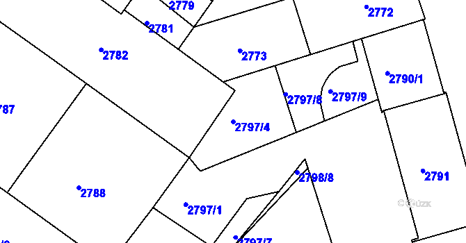 Parcela st. 2797/4 v KÚ Žabovřesky, Katastrální mapa