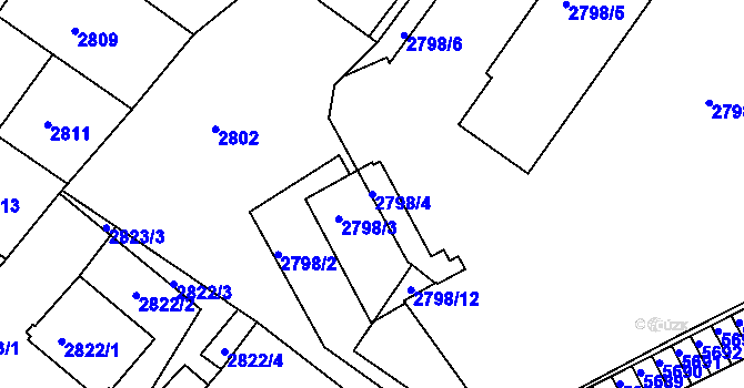 Parcela st. 2798/4 v KÚ Žabovřesky, Katastrální mapa