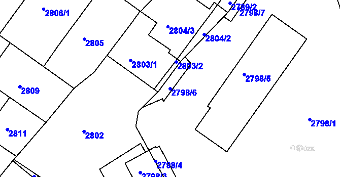 Parcela st. 2798/6 v KÚ Žabovřesky, Katastrální mapa