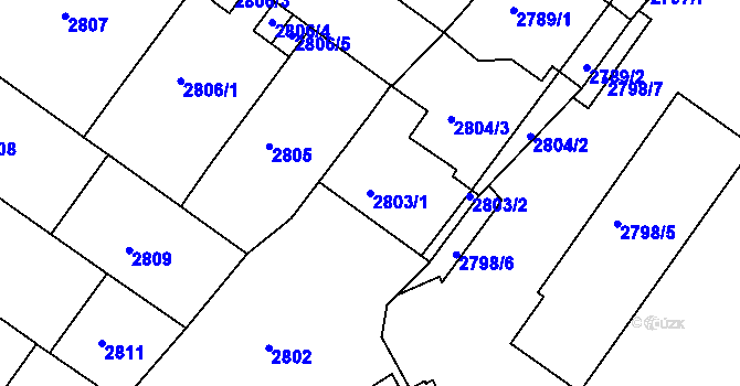 Parcela st. 2803/1 v KÚ Žabovřesky, Katastrální mapa