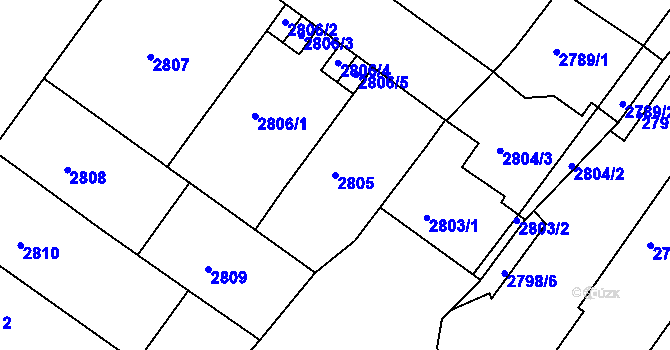 Parcela st. 2805 v KÚ Žabovřesky, Katastrální mapa