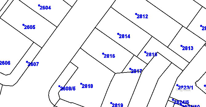 Parcela st. 2816 v KÚ Žabovřesky, Katastrální mapa