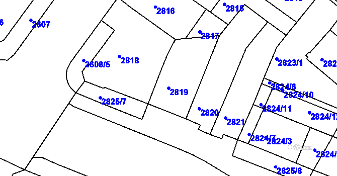 Parcela st. 2819 v KÚ Žabovřesky, Katastrální mapa