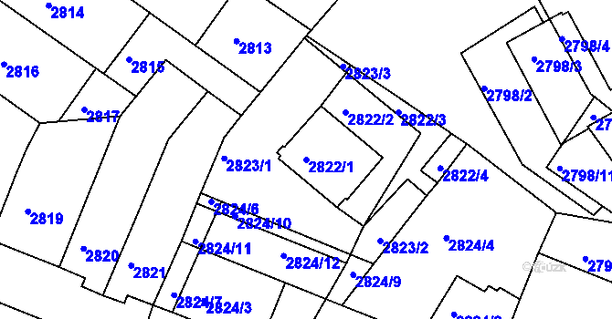 Parcela st. 2822/1 v KÚ Žabovřesky, Katastrální mapa