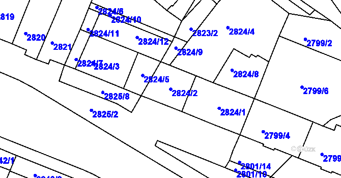 Parcela st. 2824/2 v KÚ Žabovřesky, Katastrální mapa