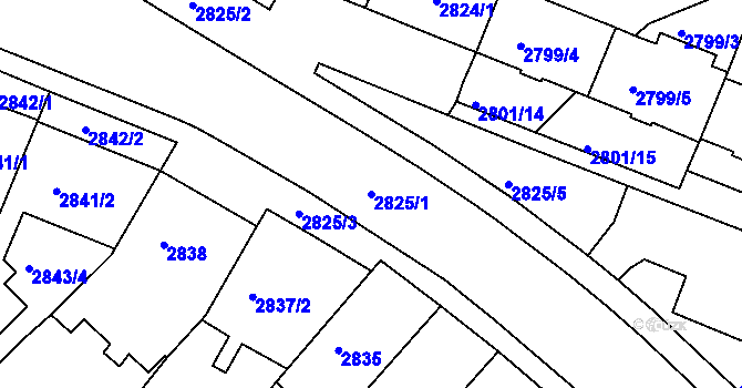 Parcela st. 2825/1 v KÚ Žabovřesky, Katastrální mapa