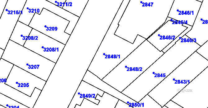 Parcela st. 2848/1 v KÚ Žabovřesky, Katastrální mapa